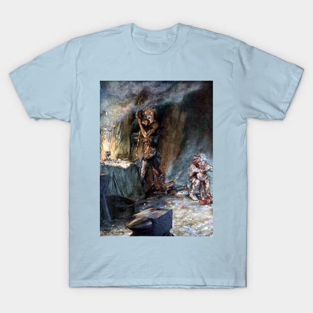 The Forging of Niblung - Siegfried and the Twilight of the Gods  - Arthur Rackham T-Shirt by forgottenbeauty